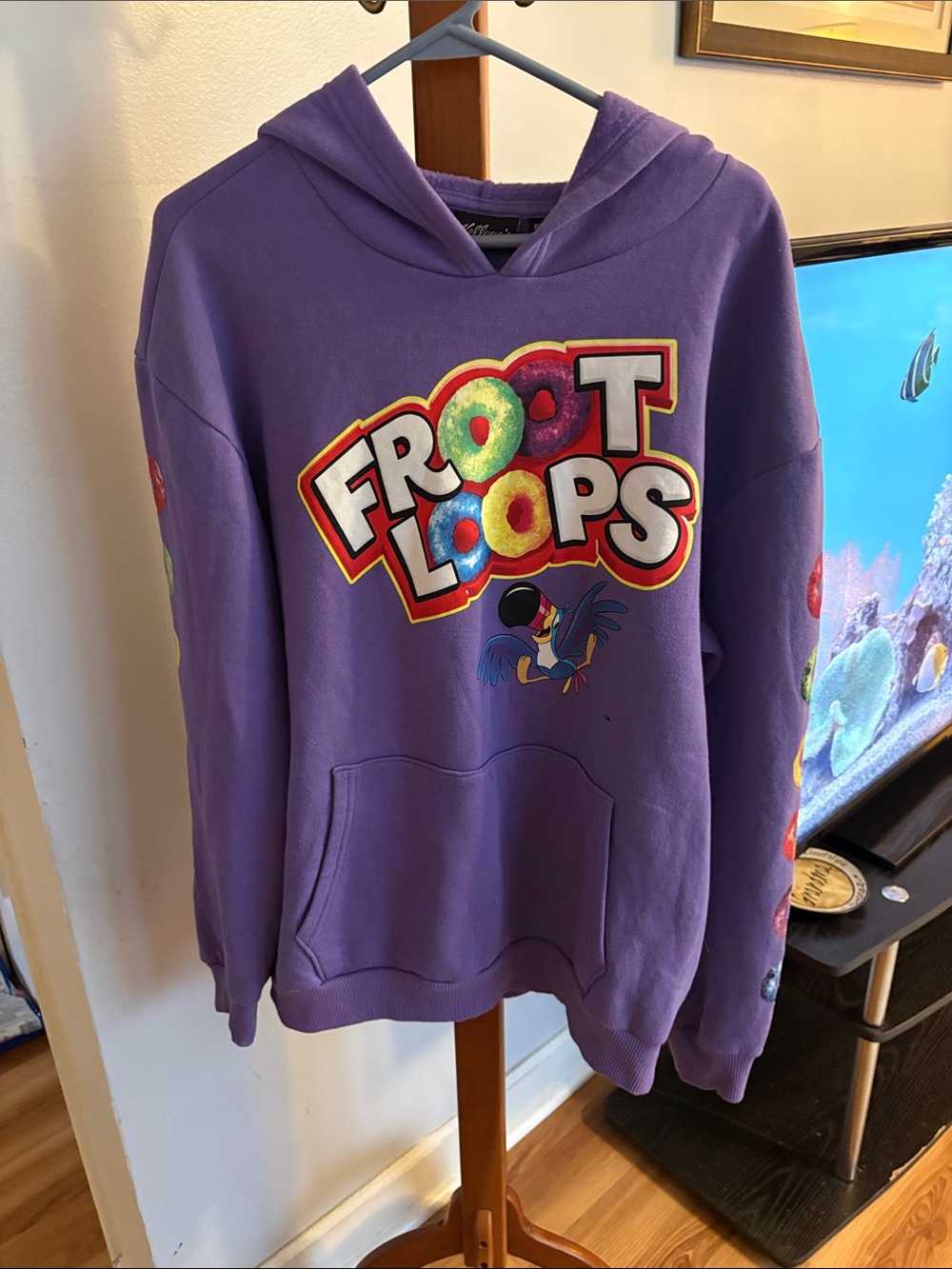 Froot Loops Purple Graphic Hoodie for Women - Branded Logo Pullover xl